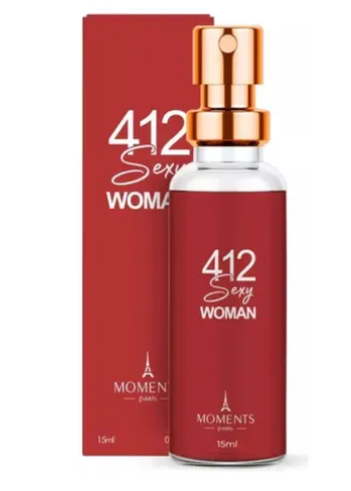 Perfume Feminino 412 Sexy Woman 15ml Moments Paris Excelente Fragrância Floral Oriental Parfum Noite Spray Bolsa Mulher Sedução Luxo Sensual