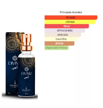 Perfume Unisex Divine Arabe 15ml Moments Paris Fragrância Oriental Noite Dia Fixação Edp Spray Presente Homem Mulher
