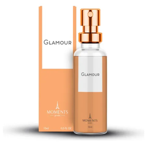 Perfume Feminino Glamour 15ml Moments Paris Excelente Fragrância Floral Amadeirado Almiscarado Edp Noite Spray Bolsa Mulher